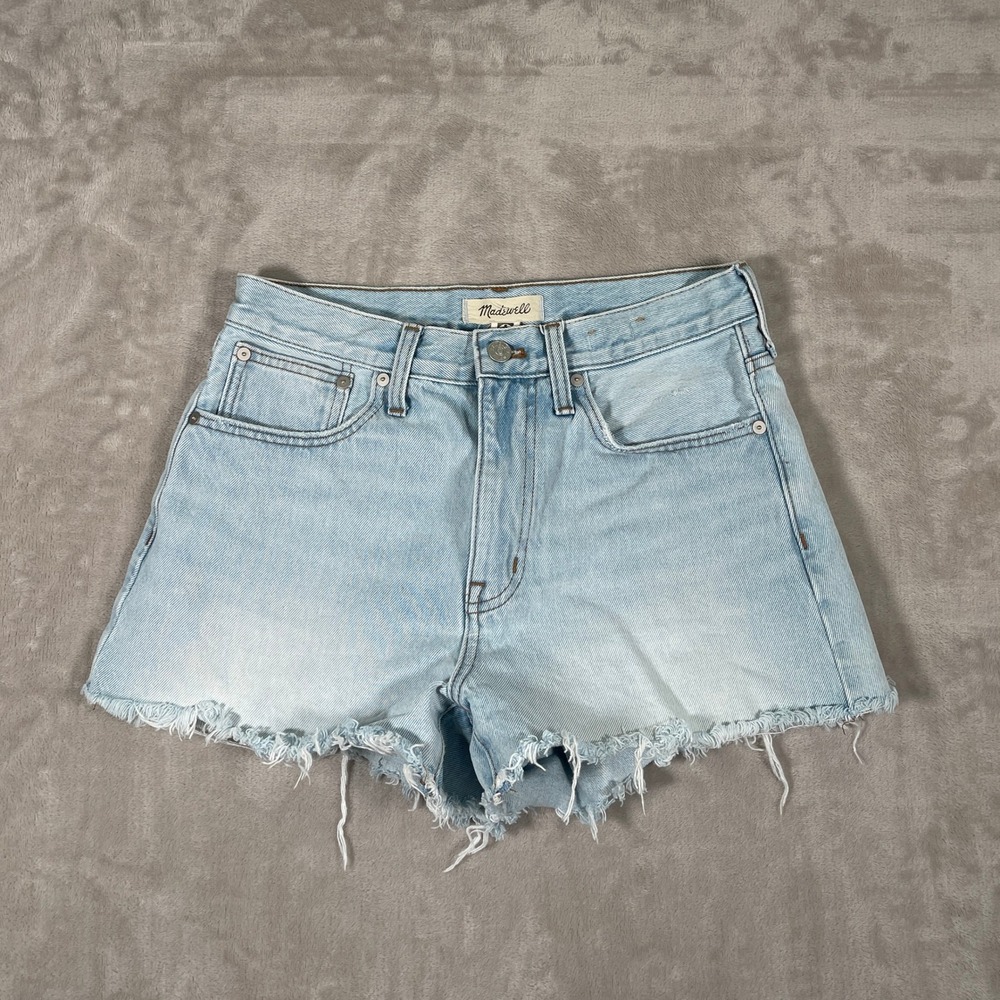 Madewell Women's Shorts Relaxed Denim Distressed Hem Summer Casual 26 Blue